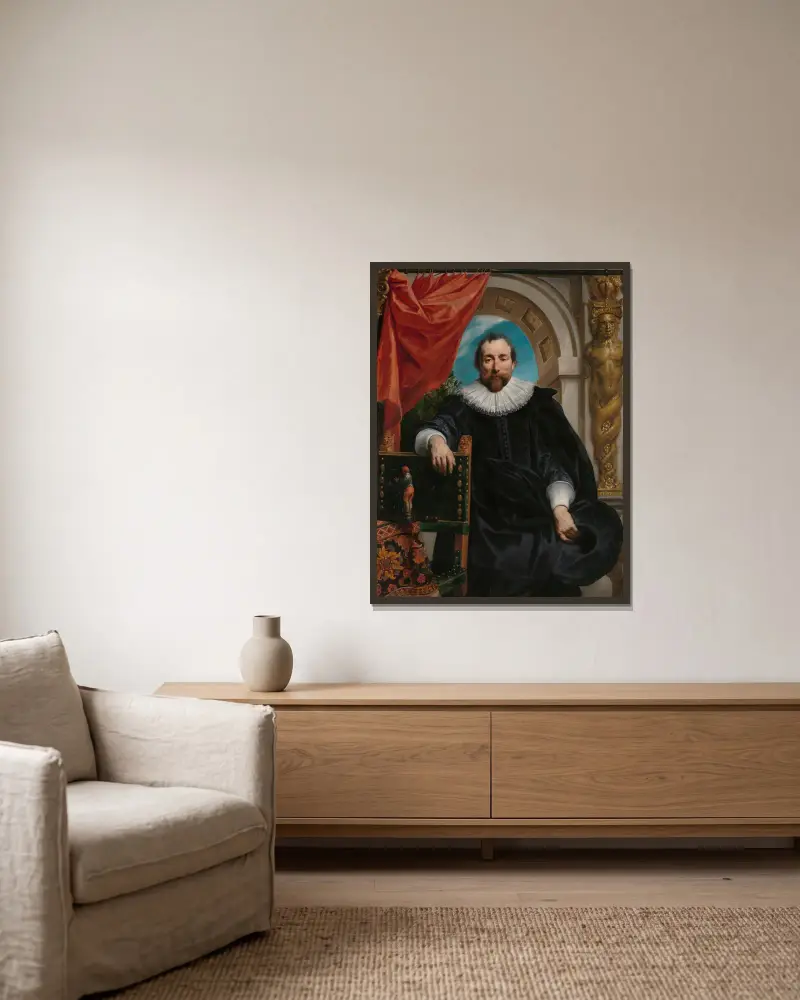 Porträtt av Rogier Le Witer av Jacob Jordaens inramad på en vägg