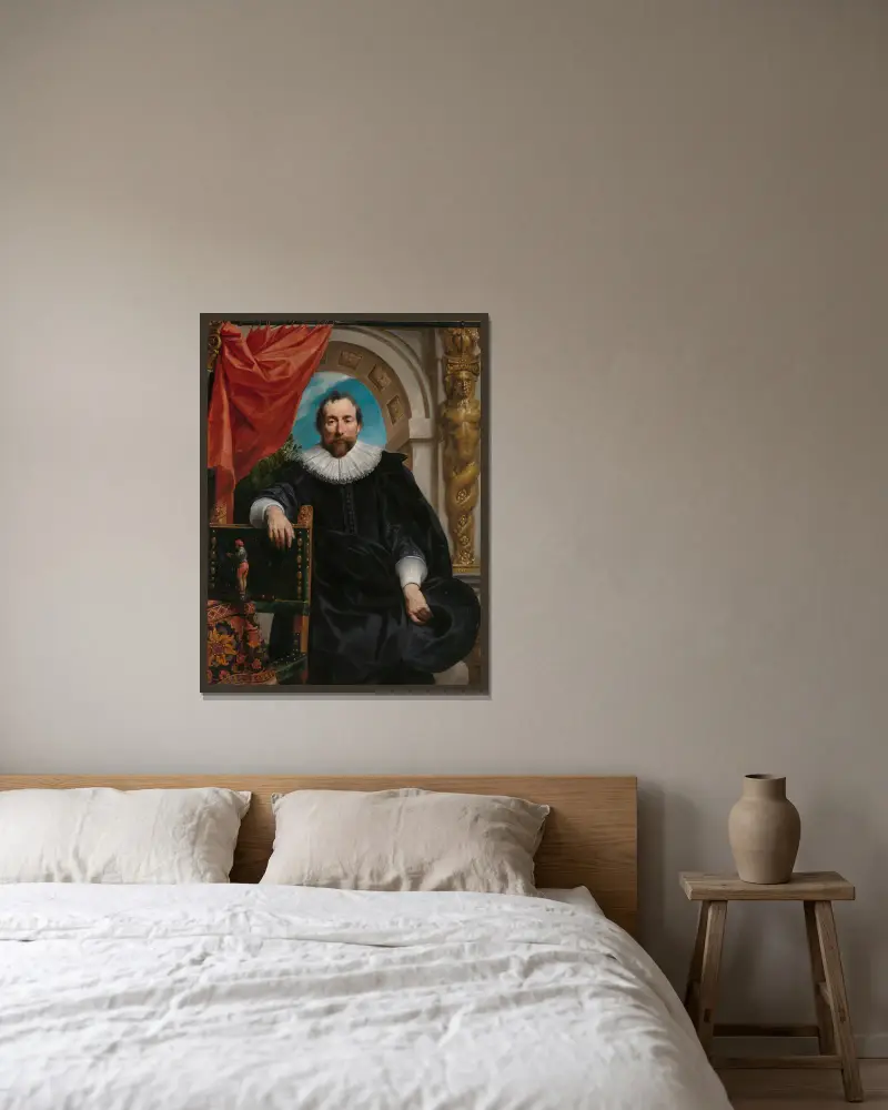 Porträtt av Rogier Le Witer av Jacob Jordaens inramad på en vägg