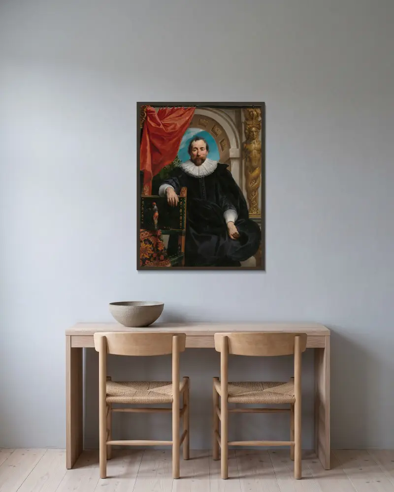 Porträtt av Rogier Le Witer av Jacob Jordaens inramad på en vägg