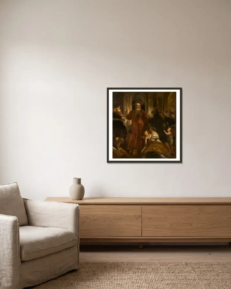 Den helige Ivo av Bretagne av Jacob Jordaens inramad på en vägg