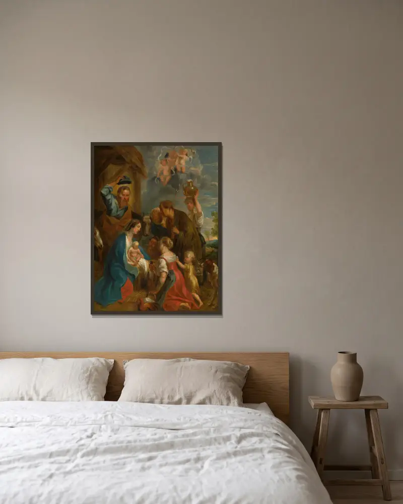 Pokłon pasterzy – nr 1, Jacob Jordaens w ramie na ścianie