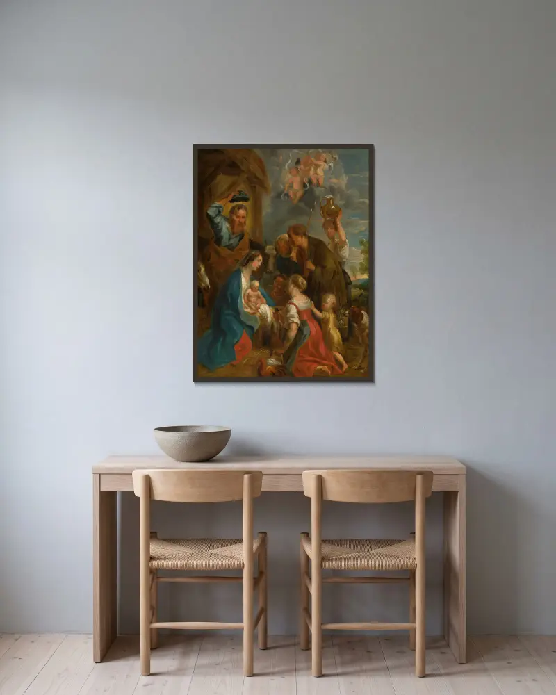 Pokłon pasterzy – nr 1, Jacob Jordaens w ramie na ścianie