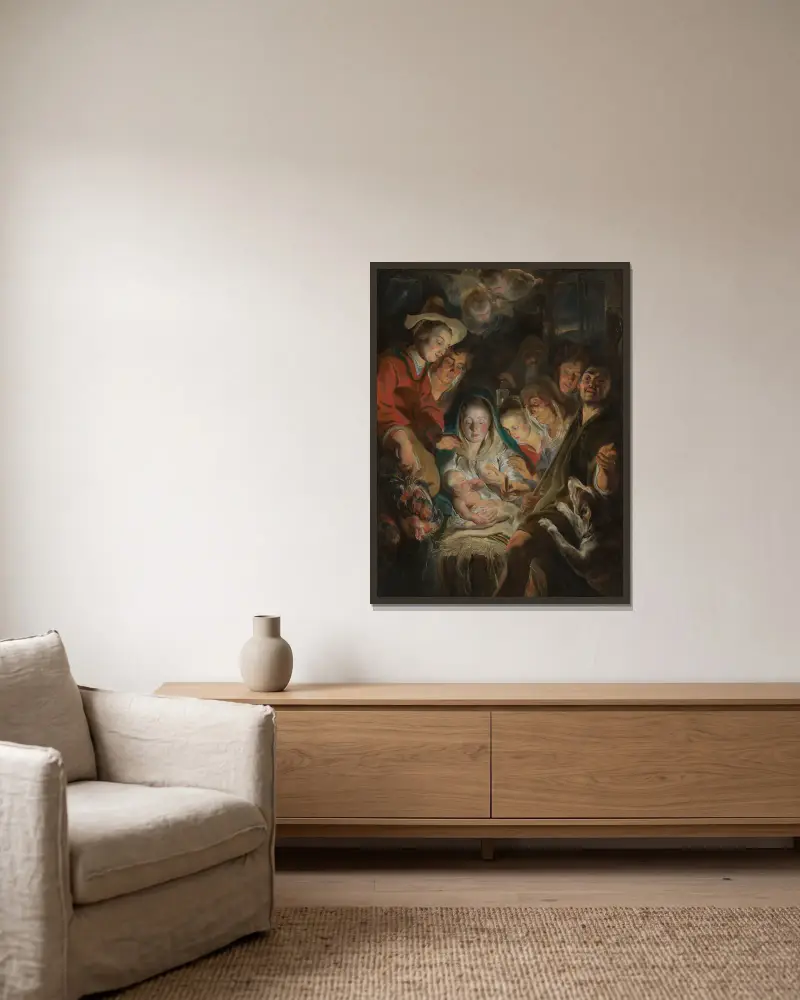 Hołd pasterzy, 1616, Jacob Jordaens w ramie na ścianie