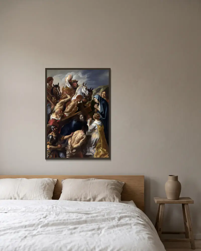 Korsbärandet av Jacob Jordaens inramad på en vägg