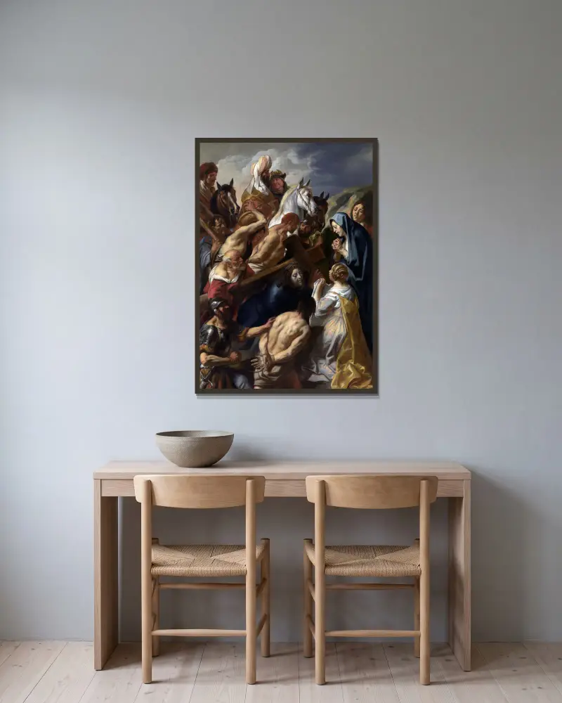 Korsbärandet av Jacob Jordaens inramad på en vägg