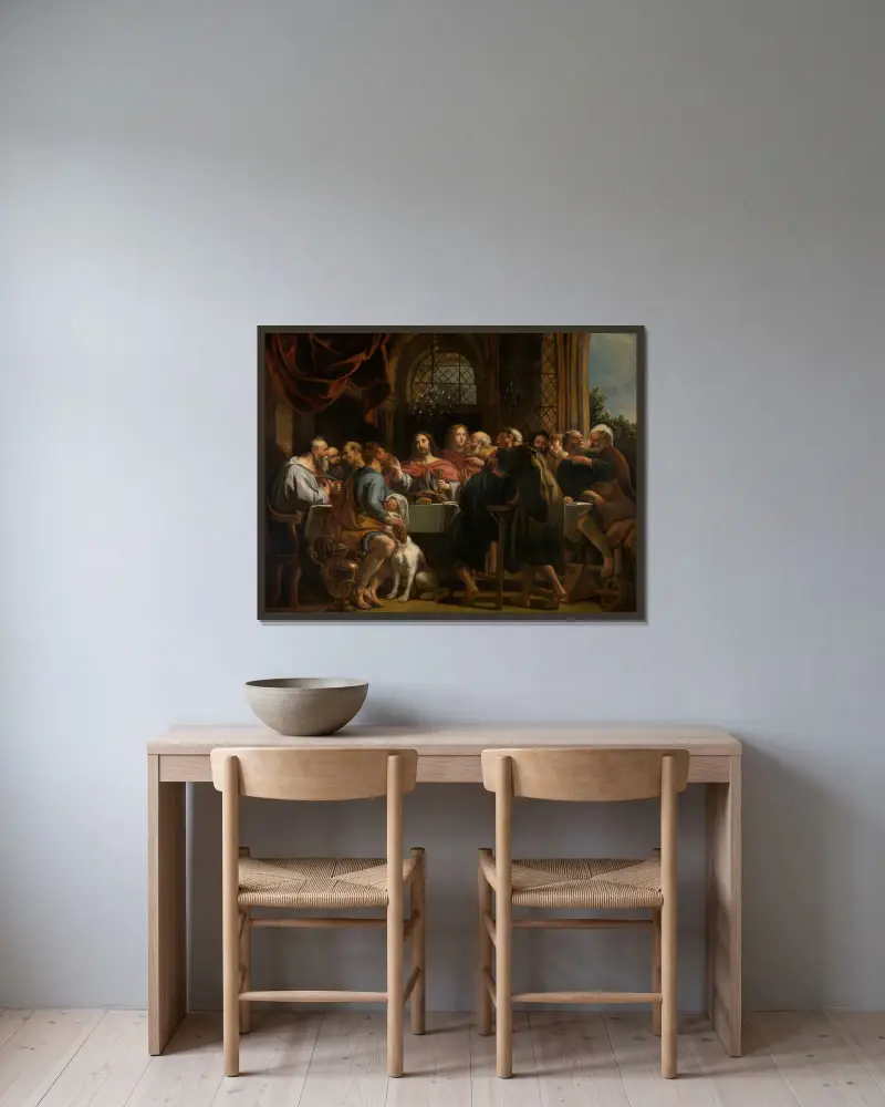 The Last Supper av Jacob Jordaens inramad på en vägg