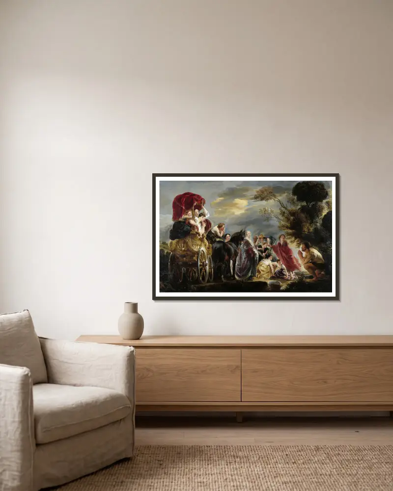 Odysseus möte med Nausikaa av Jacob Jordaens inramad på en vägg