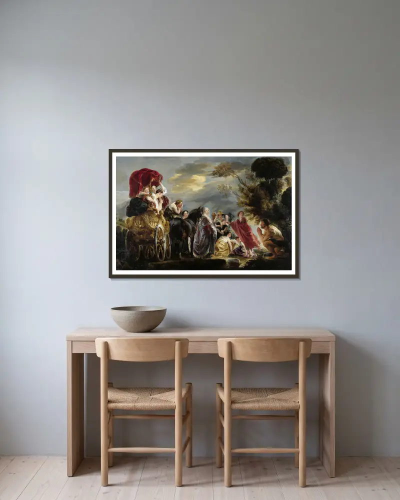 Odysseus möte med Nausikaa av Jacob Jordaens inramad på en vägg