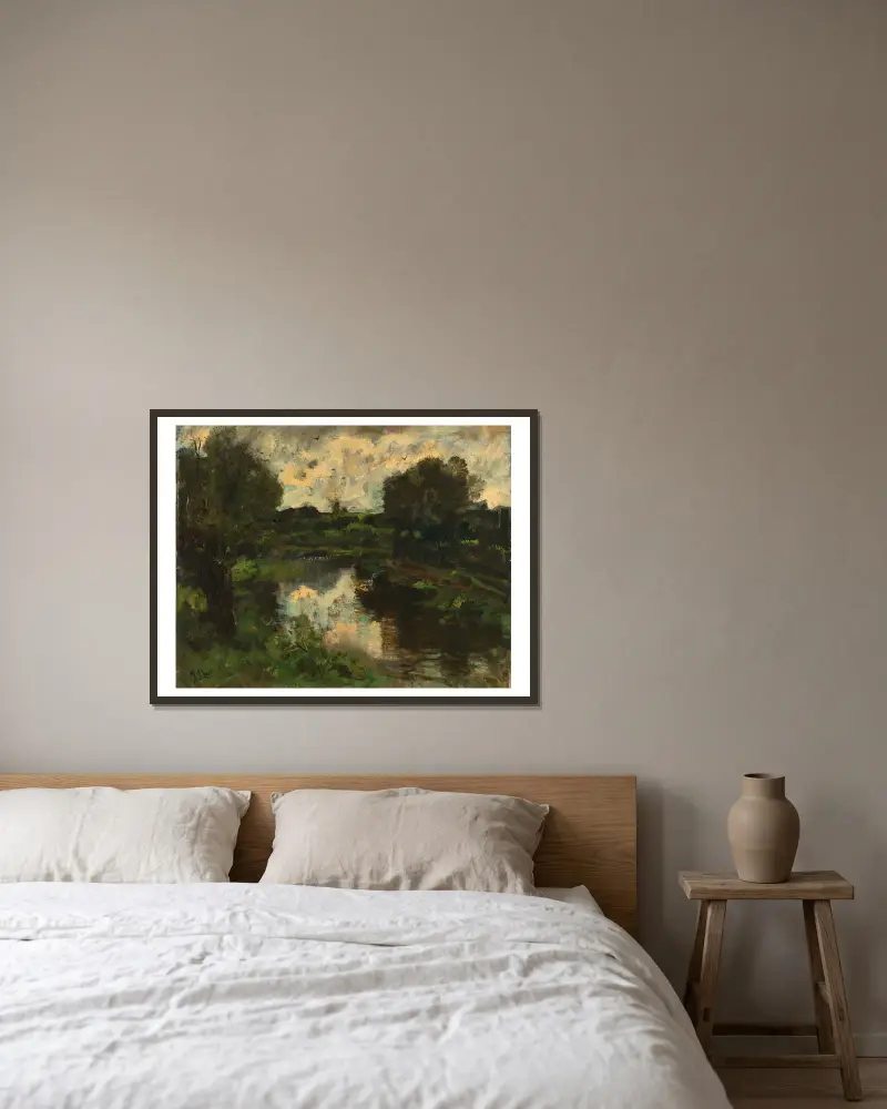 Polderlandschaft nach einem Gewitter von Jacob Maris gerahmt an einer Wand