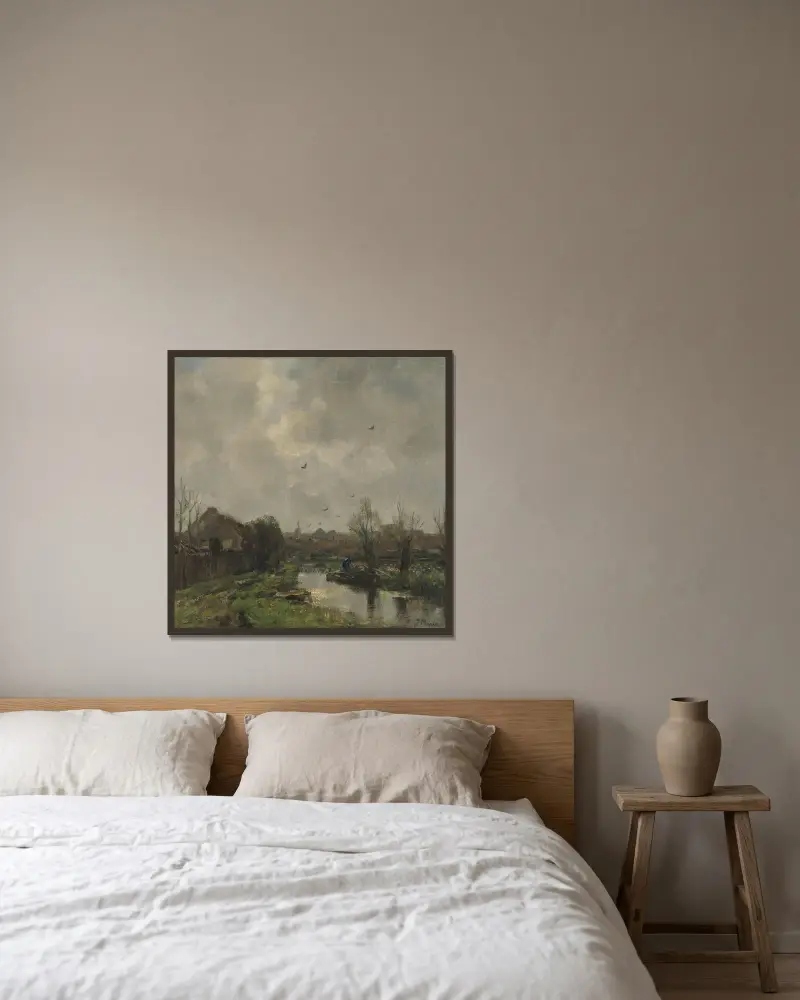 Landschaft in der Umgebung von Den Haag von Jacob Maris gerahmt an einer Wand