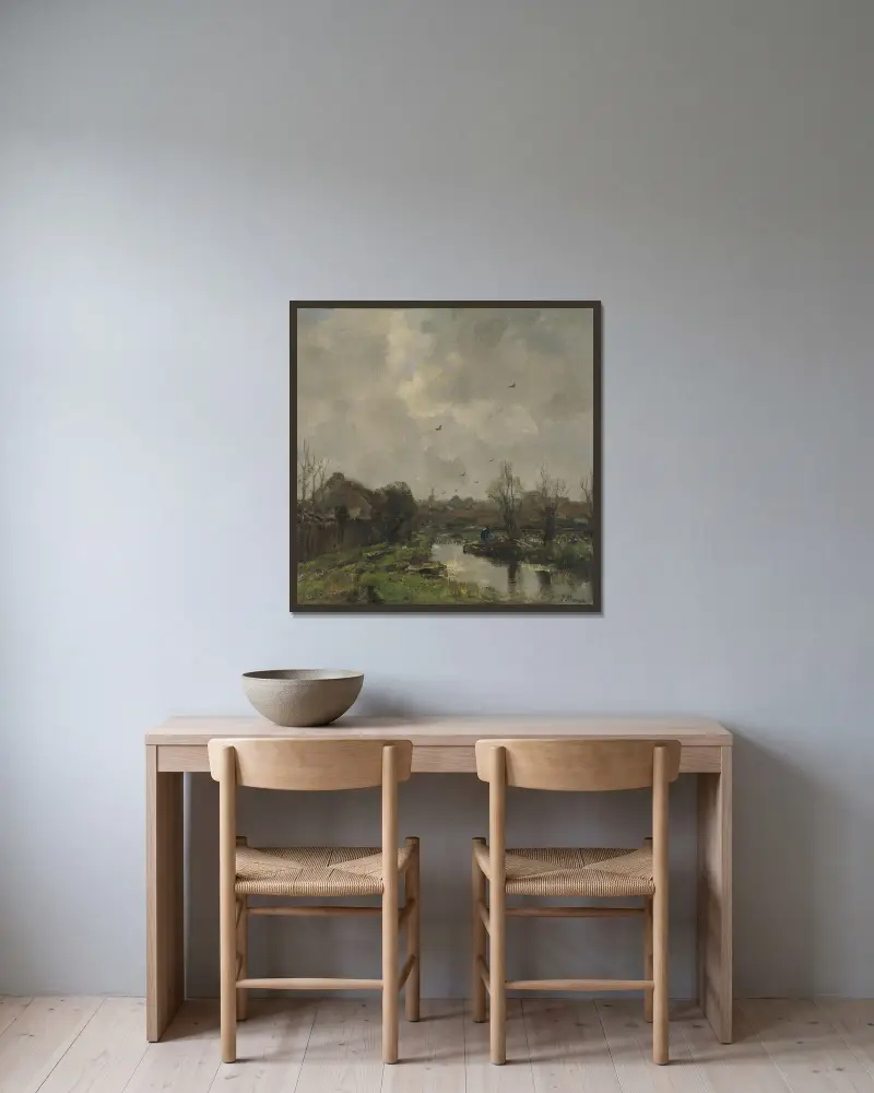 Landschaft in der Umgebung von Den Haag von Jacob Maris gerahmt an einer Wand