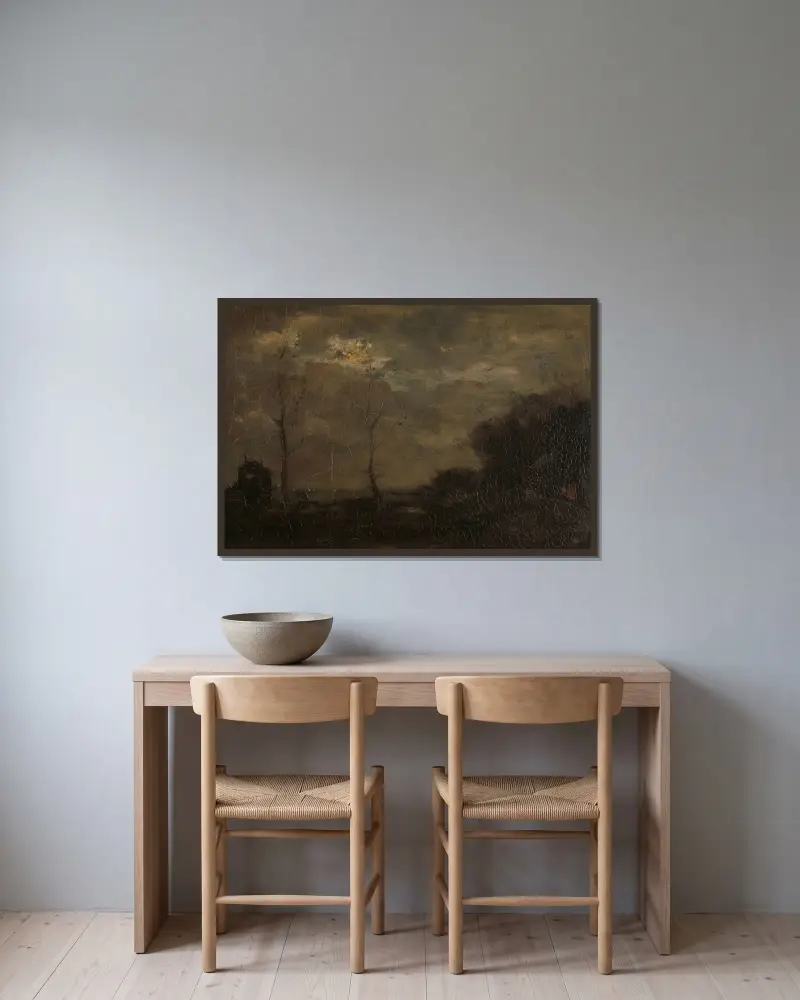 Vaart bij maanlicht av Jacob Maris inramad på en vägg