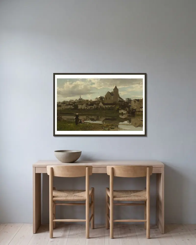 Pohled na Montigny-sur-Loing, Jacob Maris v rámu na stěně