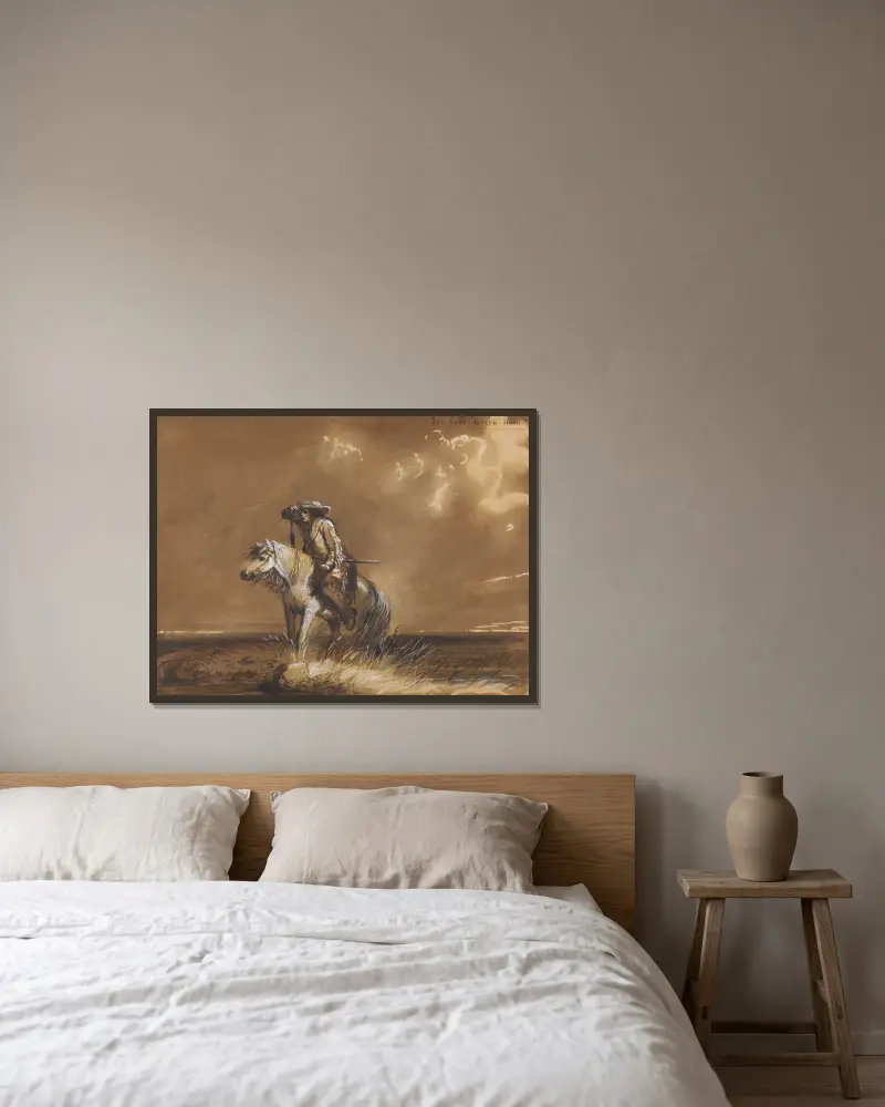 Der verlorene Grünschnabel von Alfred Jacob Miller gerahmt an einer Wand