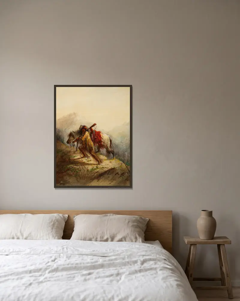 Die Skalplocke von Alfred Jacob Miller gerahmt an einer Wand