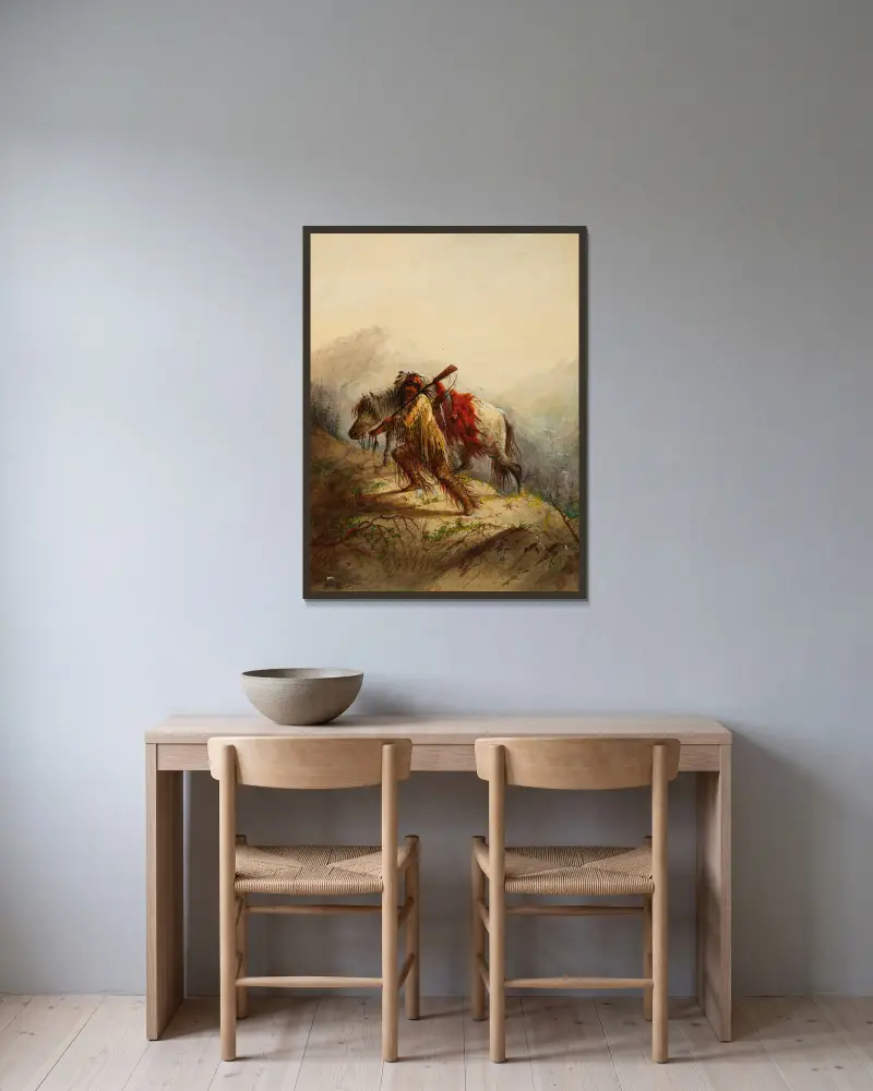 Die Skalplocke von Alfred Jacob Miller gerahmt an einer Wand
