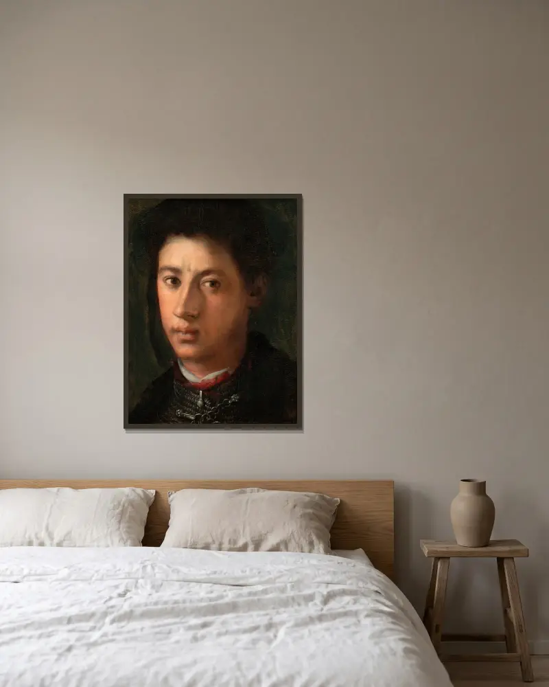 Alessandro de’ Medici av Pontormo (Jacopo Carucci) inramad på en vägg
