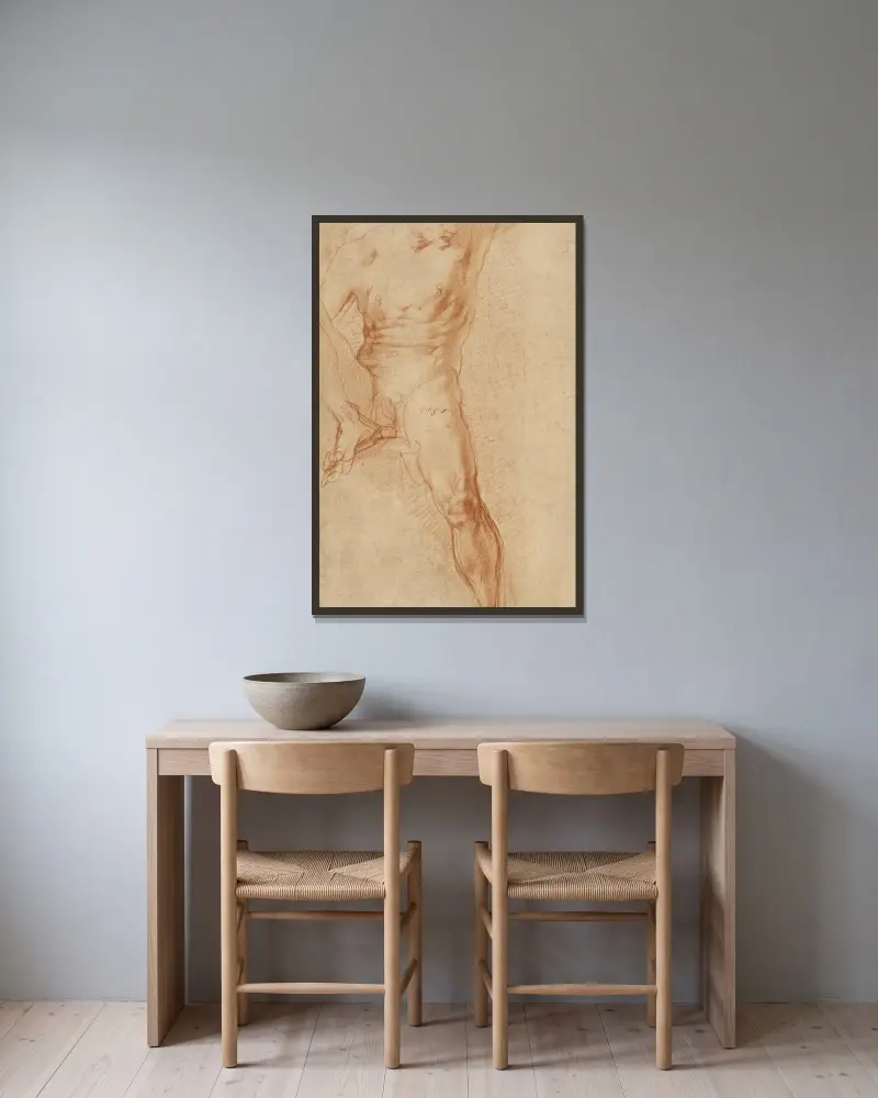 Seated Figure av Pontormo (Jacopo Carucci) inramad på en vägg