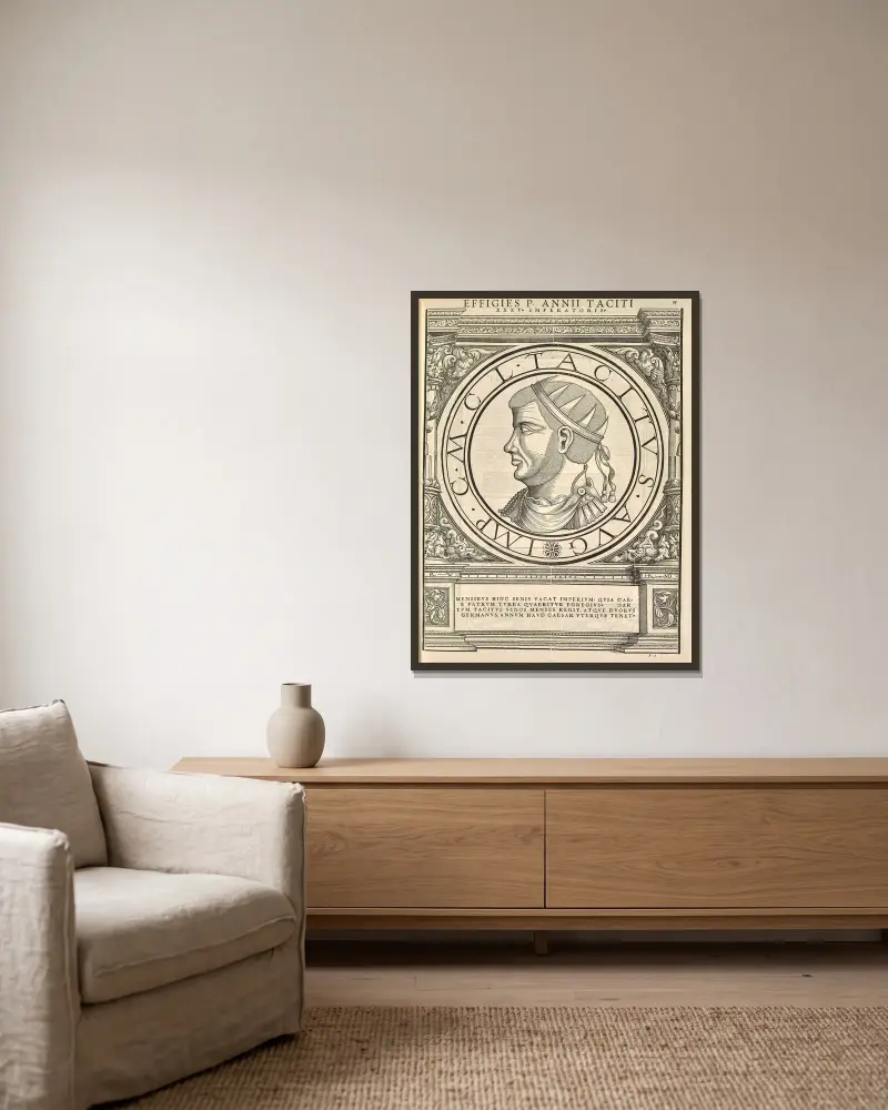 Tacitus von Jacopo Strada gerahmt an einer Wand
