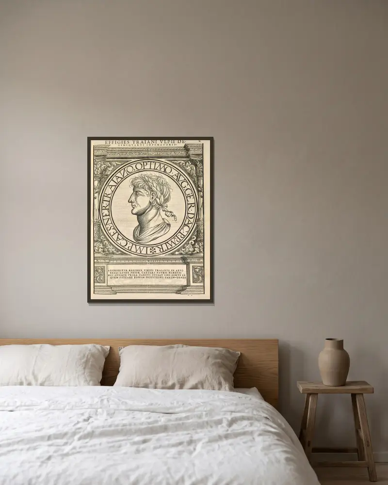 Trajan von Jacopo Strada gerahmt an einer Wand