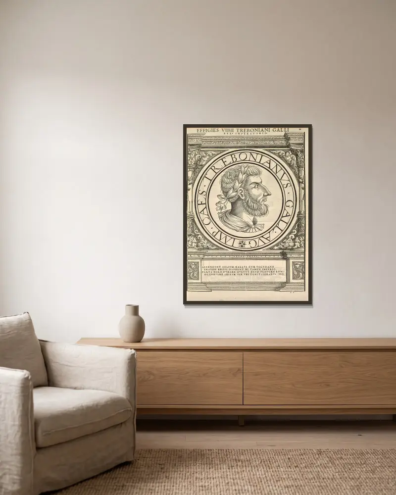 Trebonianus Gallus von Jacopo Strada gerahmt an einer Wand