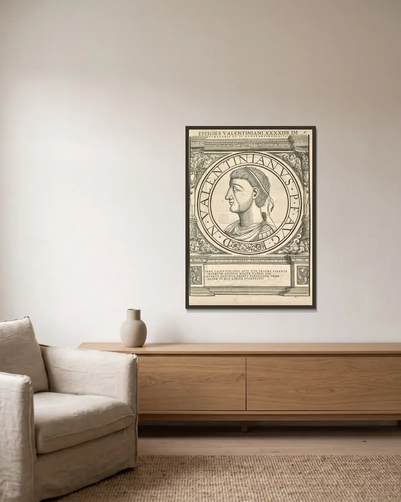 Valentinian I. von Jacopo Strada gerahmt an einer Wand