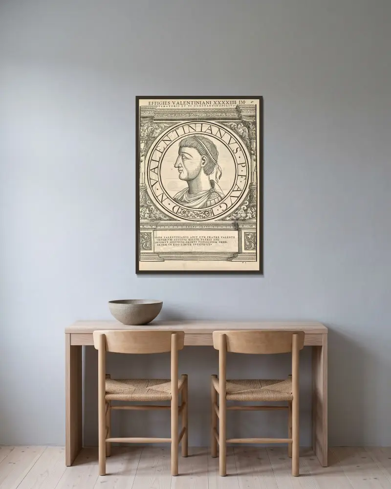 Valentinian I. von Jacopo Strada gerahmt an einer Wand