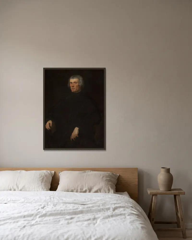 Porträtt av en man – nr 2 av Jacopo Tintoretto inramad på en vägg