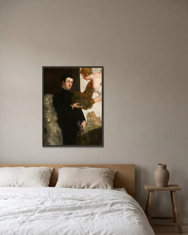 Porträtt av Ottavio Strada av Jacopo Tintoretto inramad på en vägg