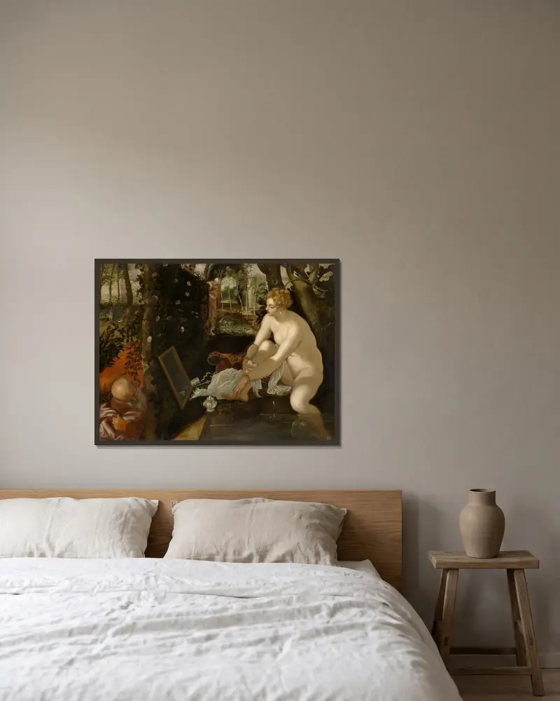 Susanna And The Elders av Jacopo Tintoretto inramad på en vägg