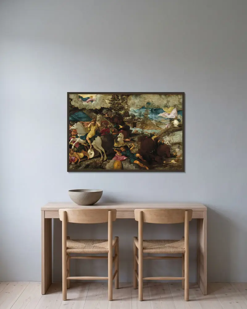 Paulus omvändelse av Jacopo Tintoretto inramad på en vägg