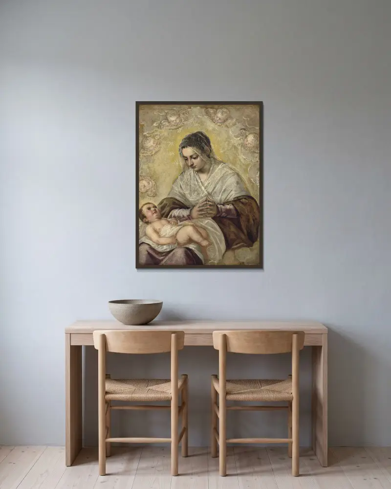 Madonnan med stjärnorna av Jacopo Tintoretto inramad på en vägg