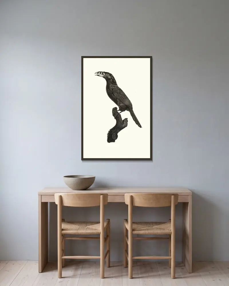 Der Aracari Koulik, Männchen aus Brasilien von Jacques Barraband gerahmt an einer Wand