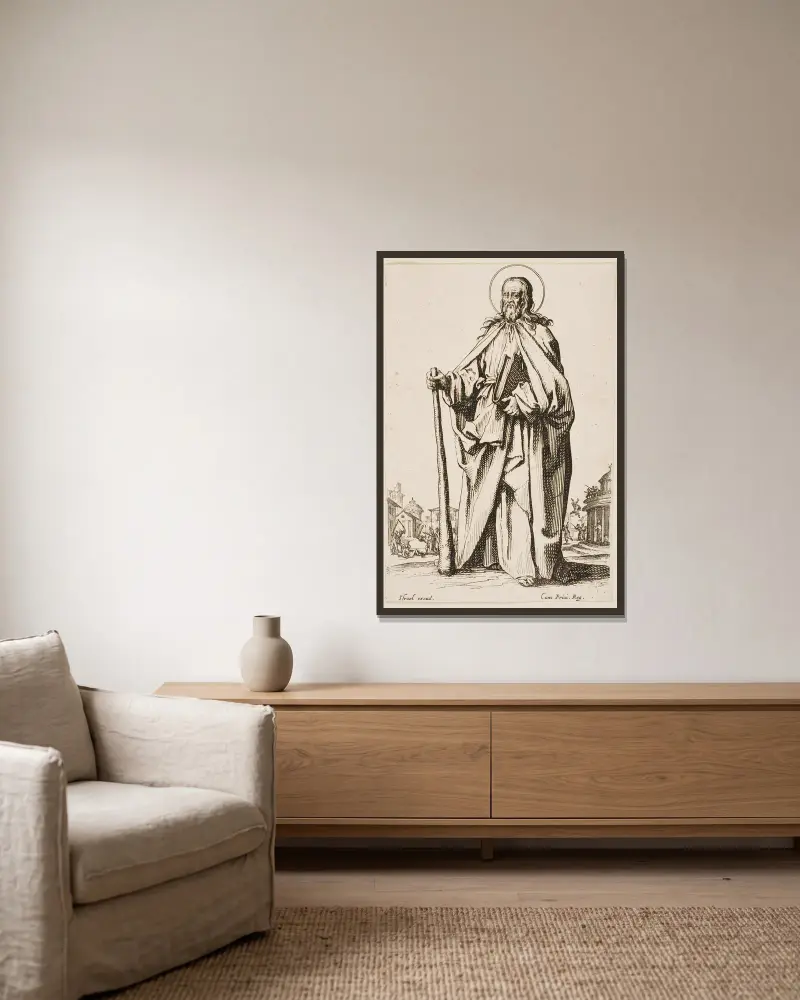 St. James the Less av Jacques Callot inramad på en vägg