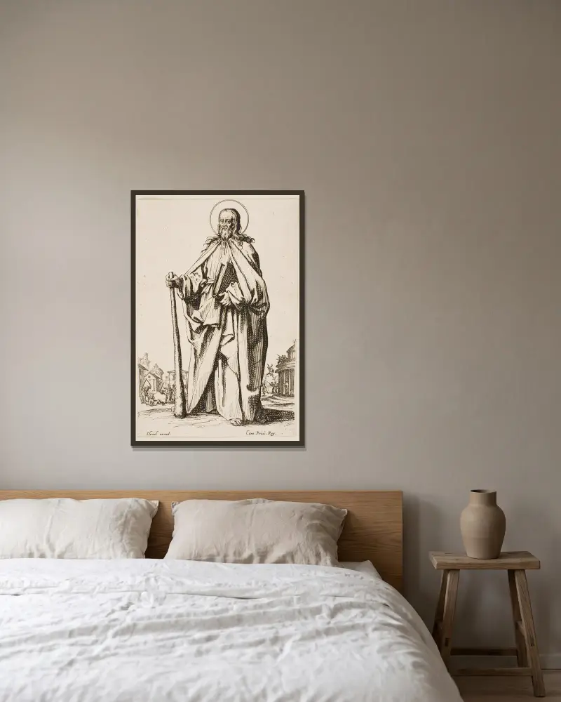 St. James the Less av Jacques Callot inramad på en vägg