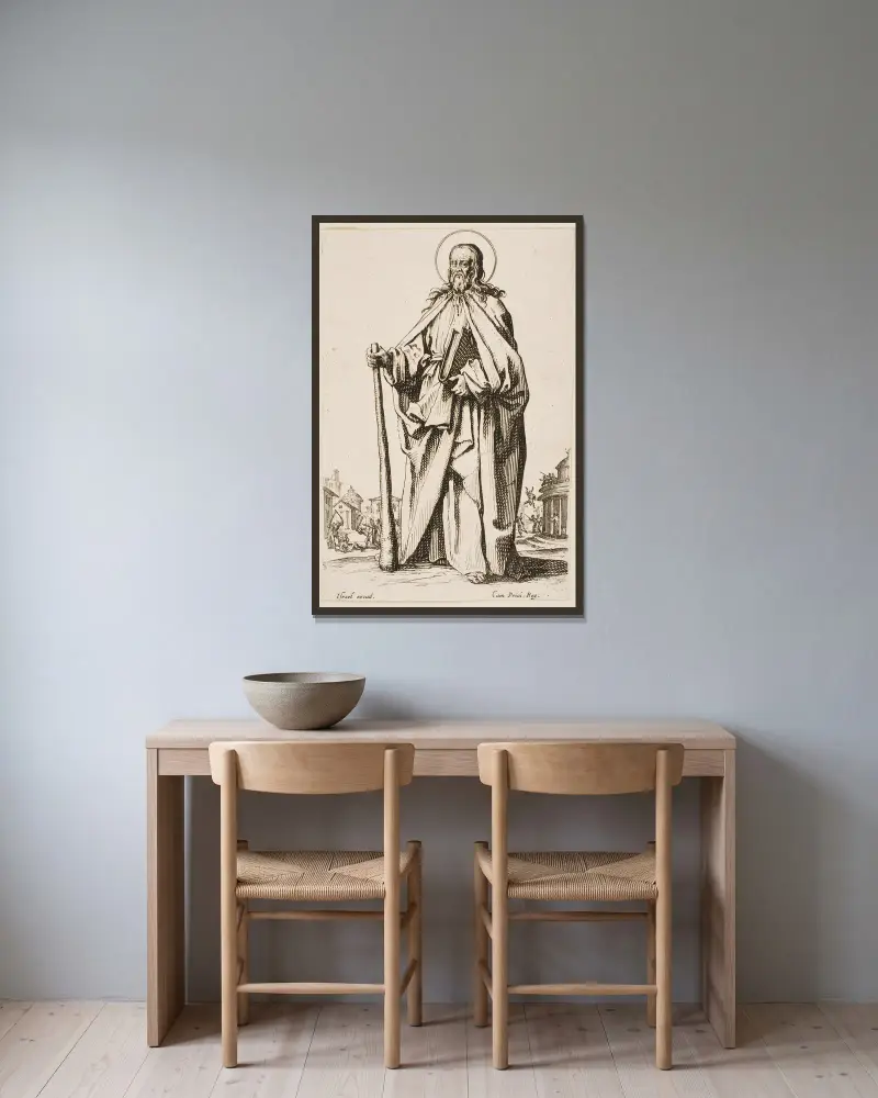 St. James the Less av Jacques Callot inramad på en vägg
