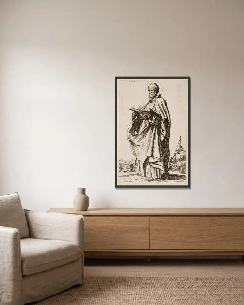 St. Peter av Jacques Callot inramad på en vägg