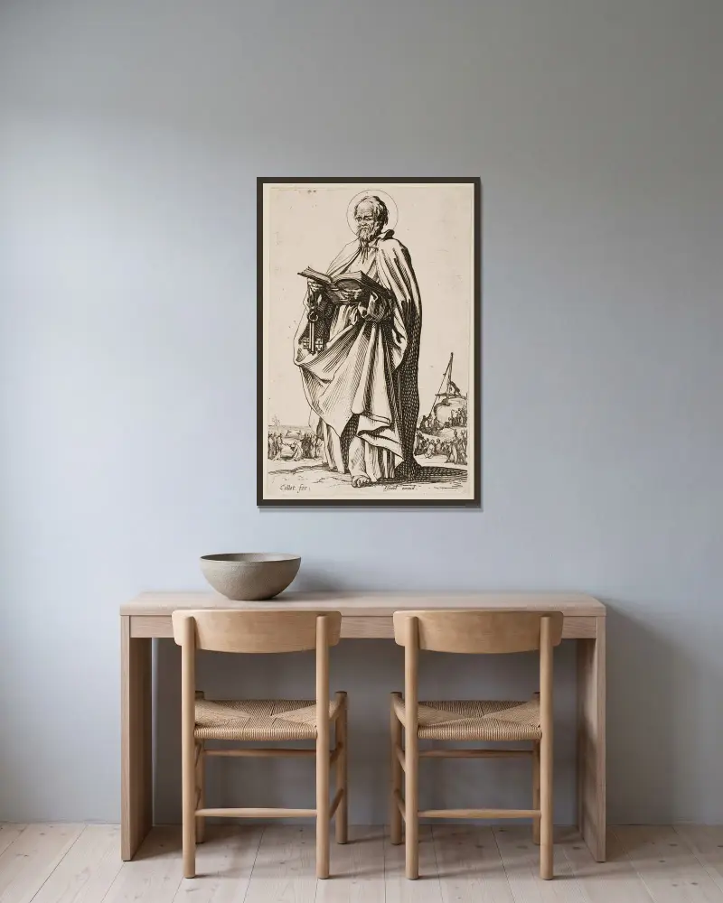 St. Peter av Jacques Callot inramad på en vägg