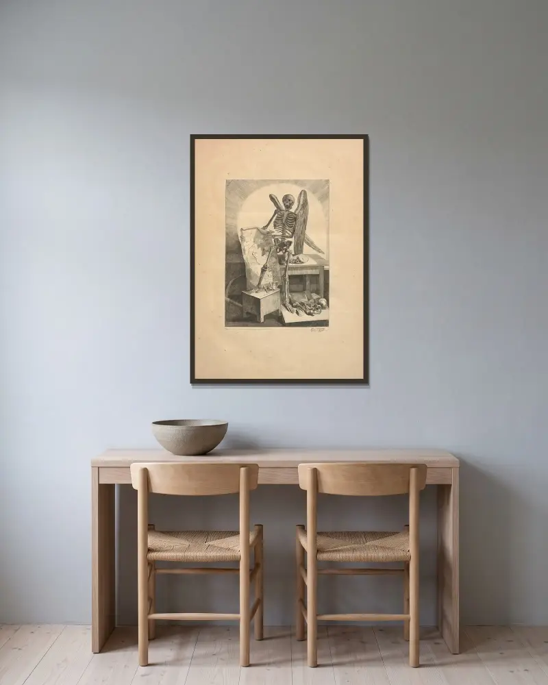 Neues Sammelwerk über Osteologie und Myologie, nach der Natur gezeichnet, Taf. 01 von Jacques Gamelin gerahmt an einer Wand