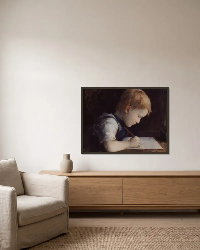 Mały skryba, Jean-Jacques Henner w ramie na ścianie