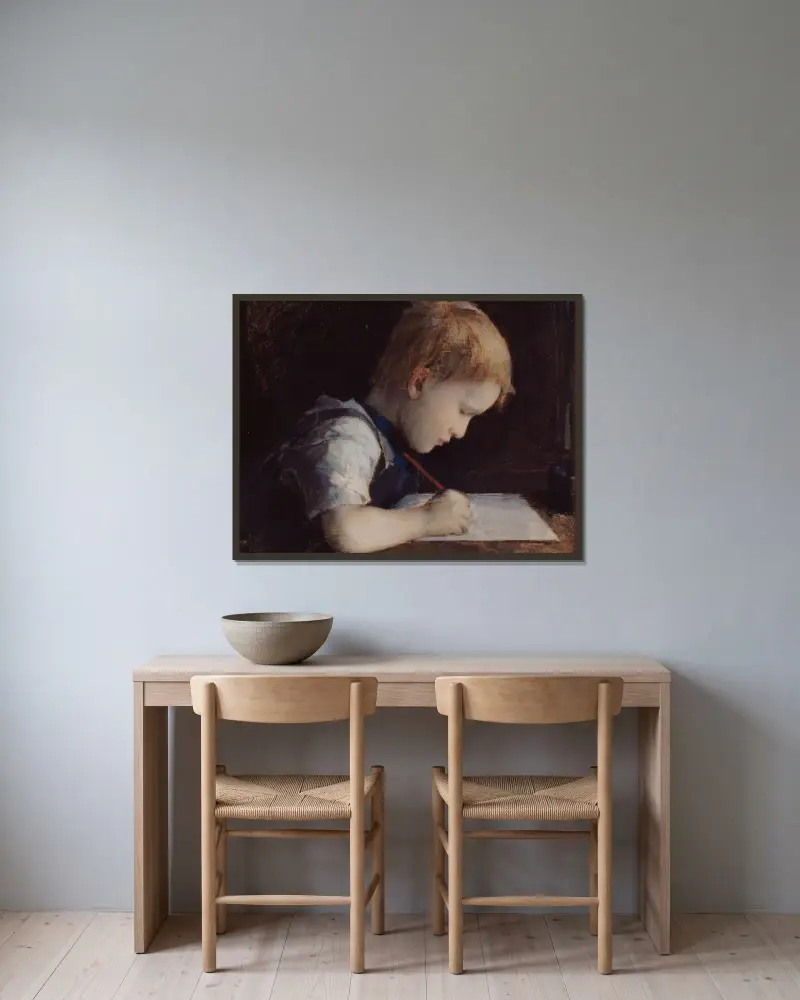 Mały skryba, Jean-Jacques Henner w ramie na ścianie