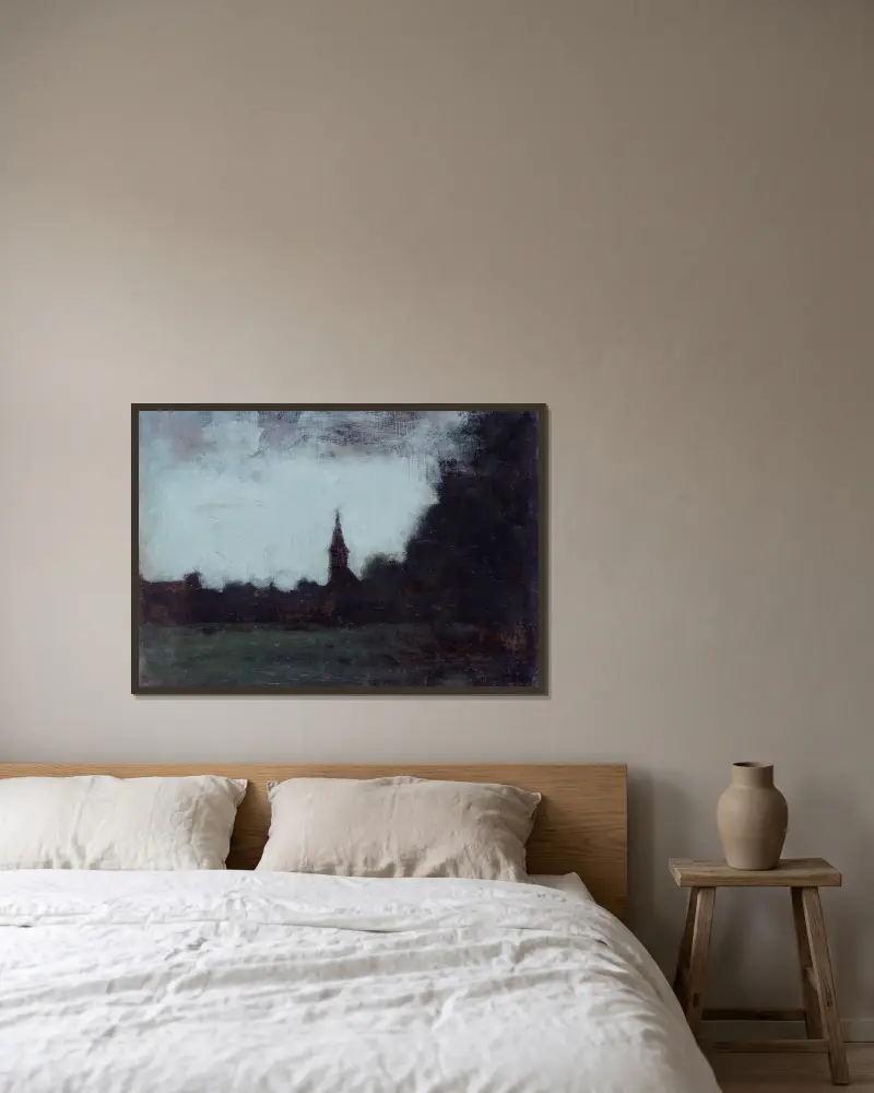 Paysage d’Alsace, le clocher de Bernwiller av Jean-Jacques Henner inramad på en vägg