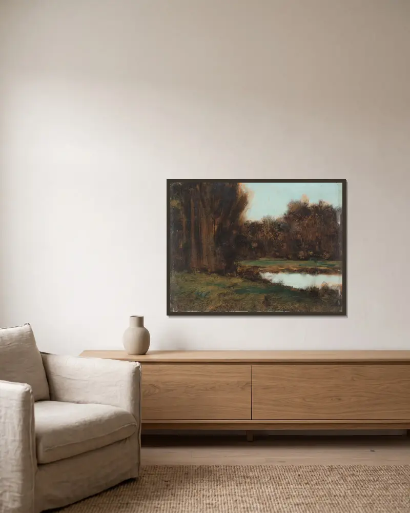 Paysage d’Alsace, une mare av Jean-Jacques Henner inramad på en vägg