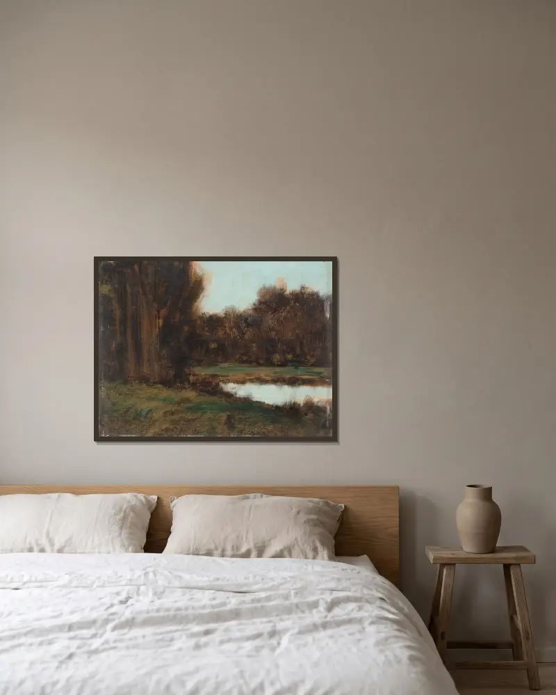 Paysage d’Alsace, une mare av Jean-Jacques Henner inramad på en vägg