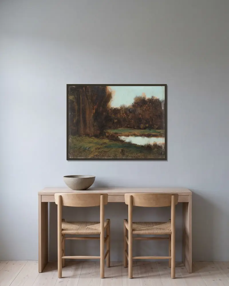 Paysage d’Alsace, une mare av Jean-Jacques Henner inramad på en vägg