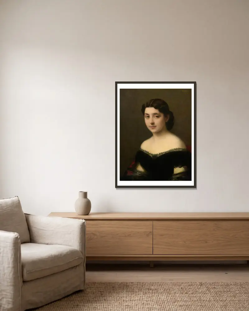 Porträtt av en kvinna, 1864 av Jean-Jacques Henner inramad på en vägg