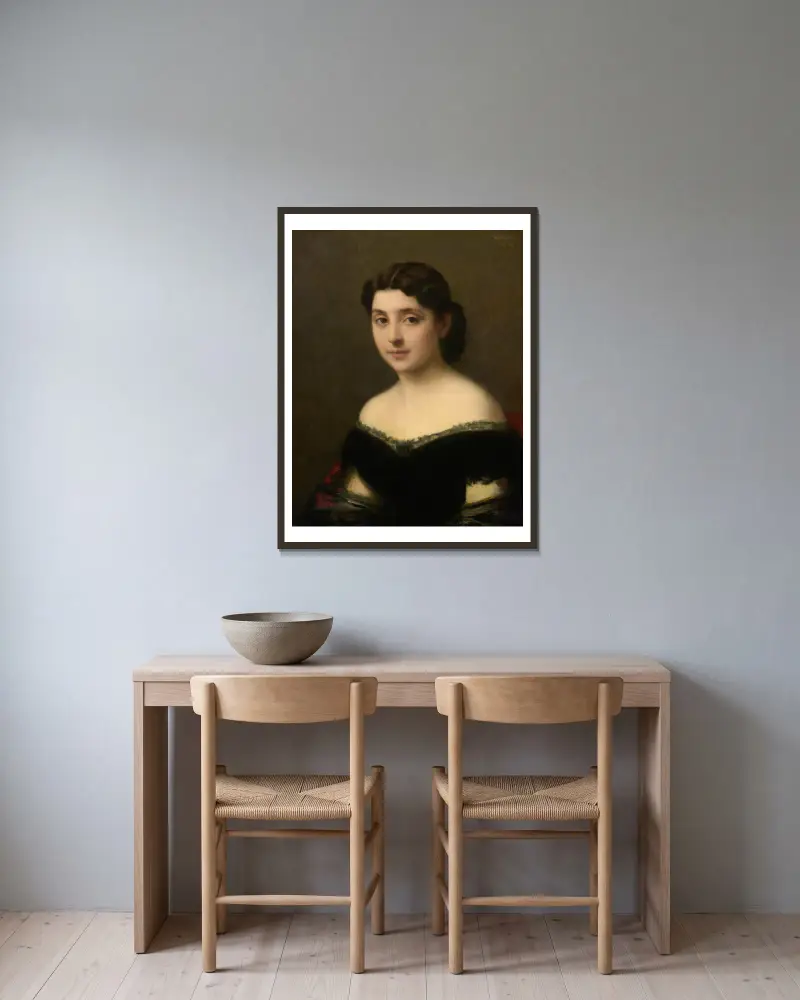 Porträtt av en kvinna, 1864 av Jean-Jacques Henner inramad på en vägg