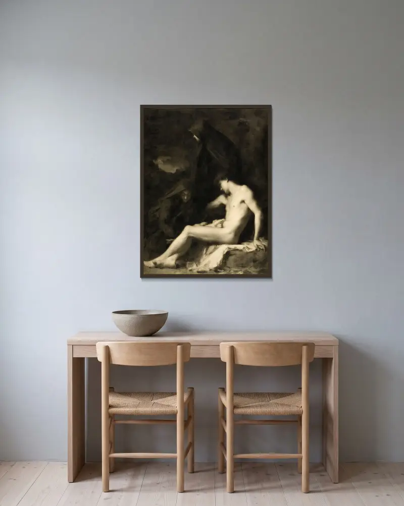Den helige Sebastian vårdas av den heliga Irene av Jean-Jacques Henner inramad på en vägg