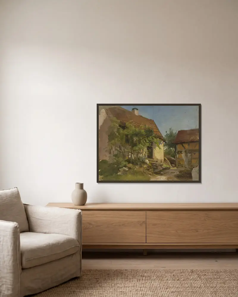 Bauernhof von Jakob Becker gerahmt an einer Wand