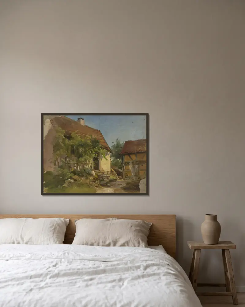 Bauernhof von Jakob Becker gerahmt an einer Wand